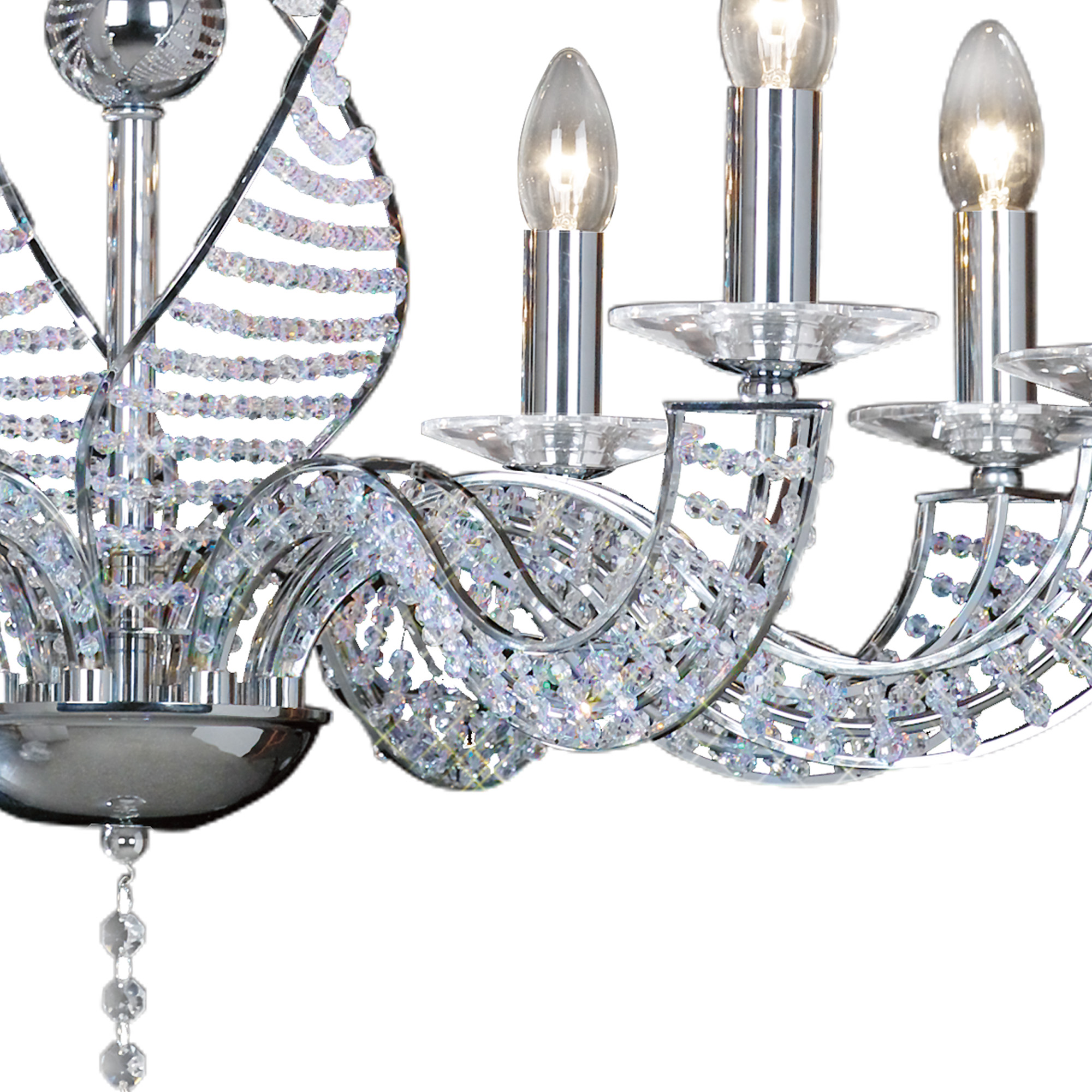 Santo Crystal Ceiling Lights Diyas Multi Arm Crystal Fittings